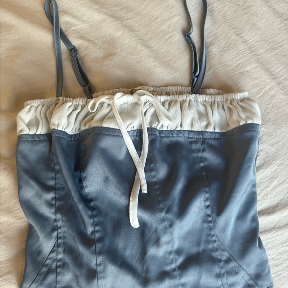 Tops - Blue and White Spaghetti Strap Top
